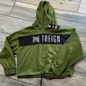 NWT - Reign Arena Cinch Olive Green Women's Cropped Hoodie